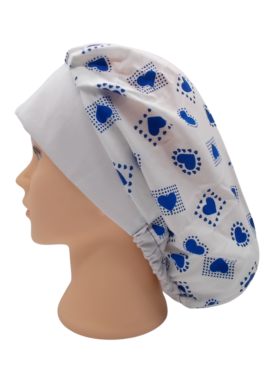 Gorro de Quirófano Pelo Largo con Goma - Corazones Azules
