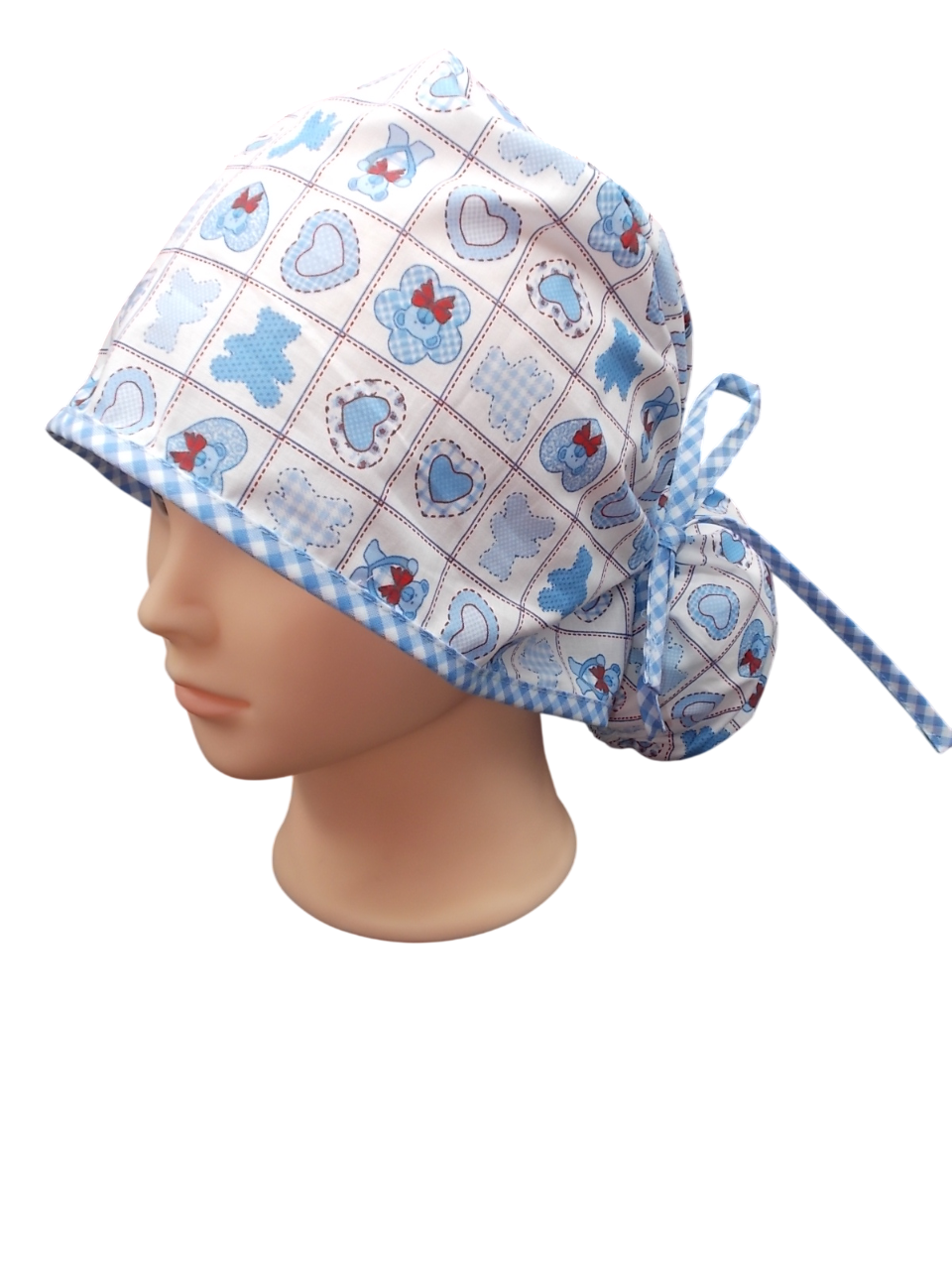 Gorro de Quirófano Pelo Largo Atado - Corazones y Osos