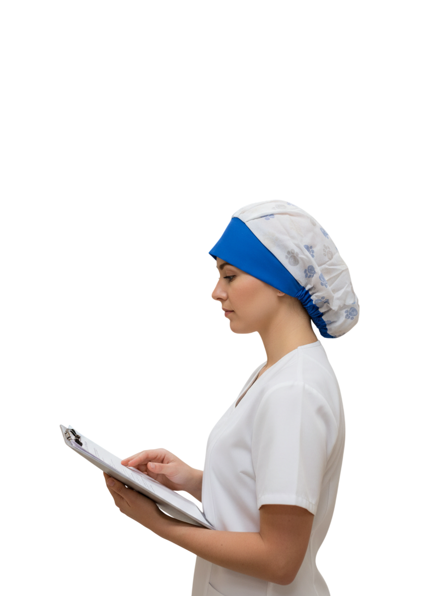 Gorro de Quirófano Pelo Largo con Goma - Huellas