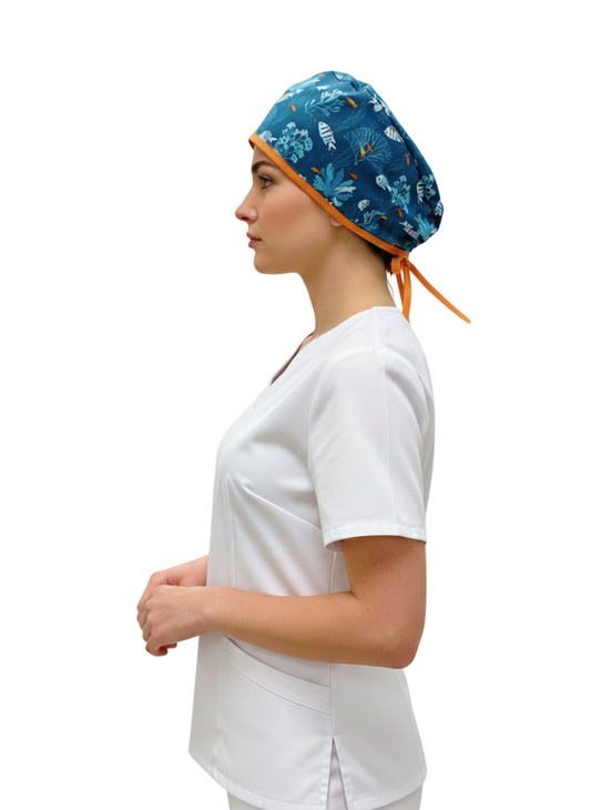 Gorro de Quirófano Pelo Corto - Fondo Marino