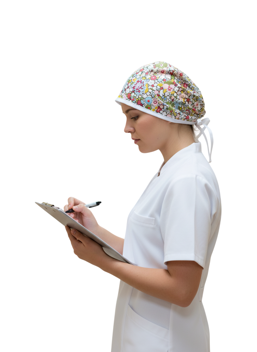 Gorro de Quirófano Pelo Corto - Flores1
