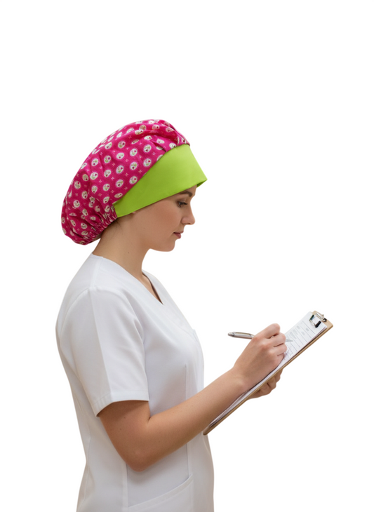 Gorro de Quirófano Pelo Largo con Goma - Flores7