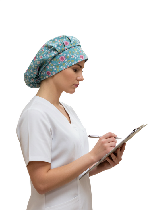 Gorro de Quirófano Pelo Largo con Goma - Flores5