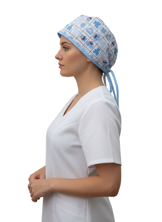 Gorro de Quirófano Pelo Corto - Corazones y Osos