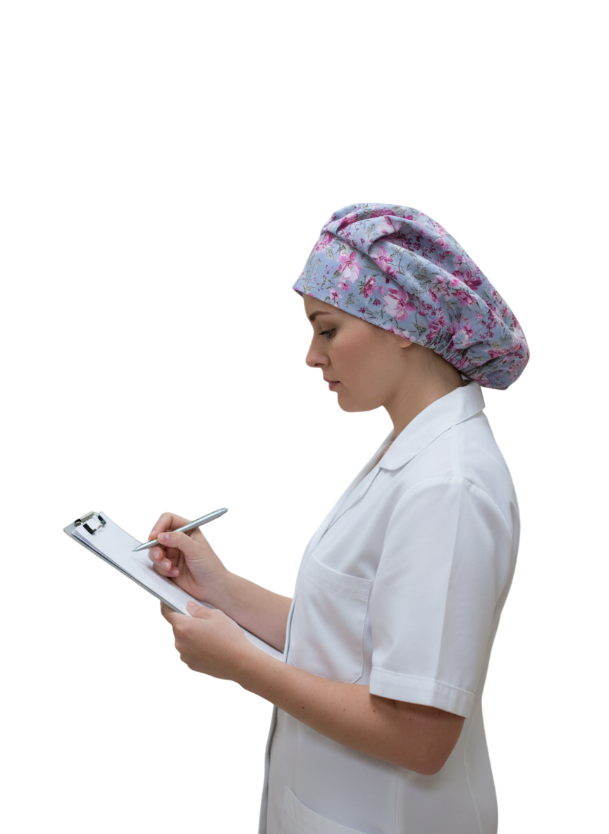 Gorro de Quirófano Pelo Largo con Goma - Flores3