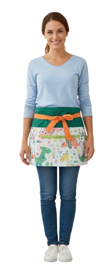 Delantal Corto Dinos de Colores