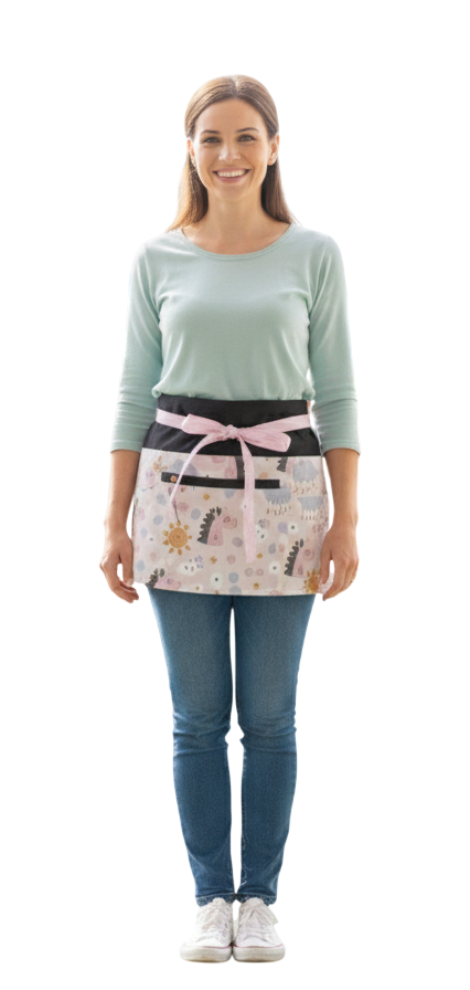 Delantal Corto Unicornios Rosas