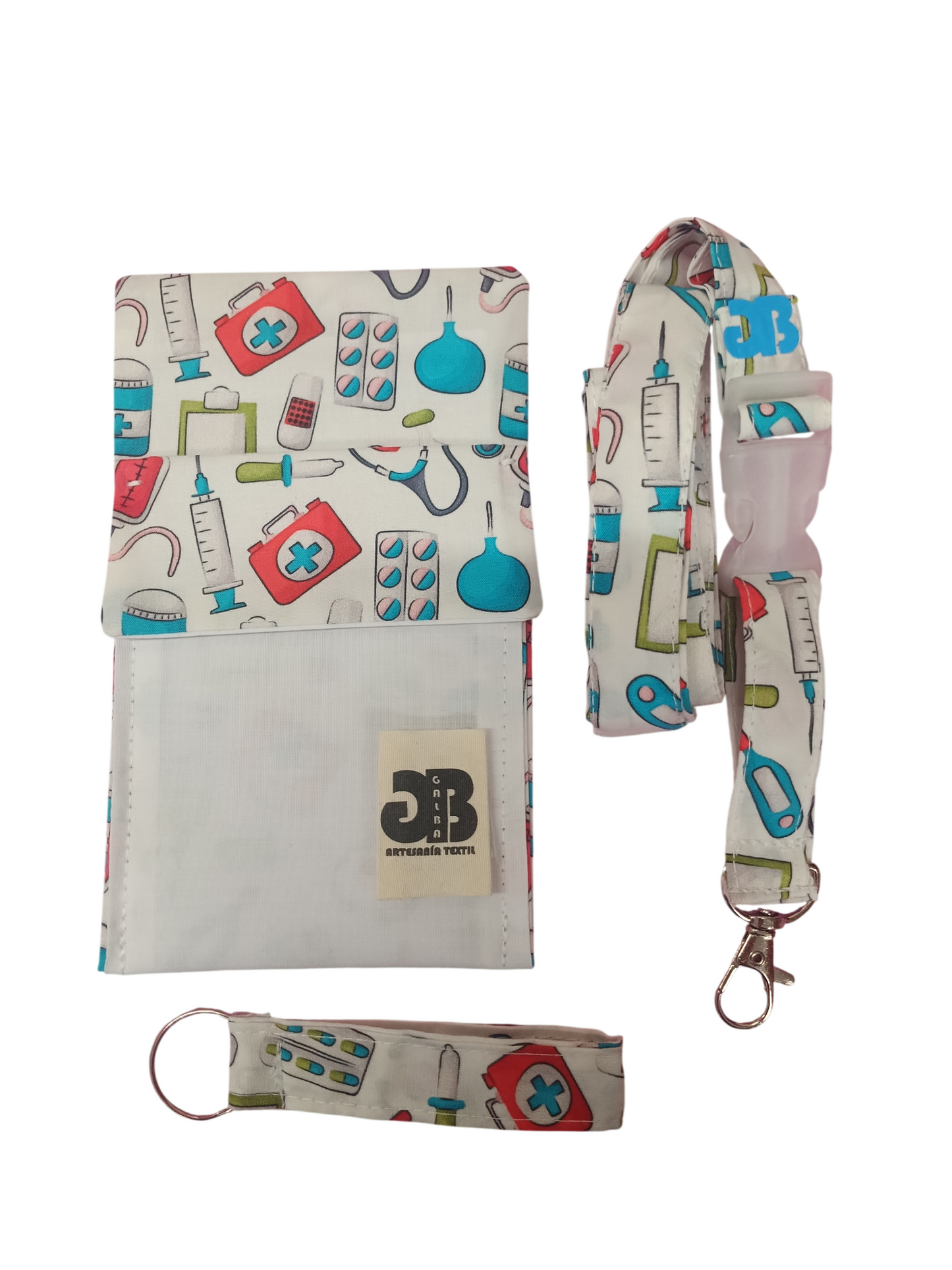 Pack Hospital - Salvabolsillo, lanyard y llavero a juego estampado hospital